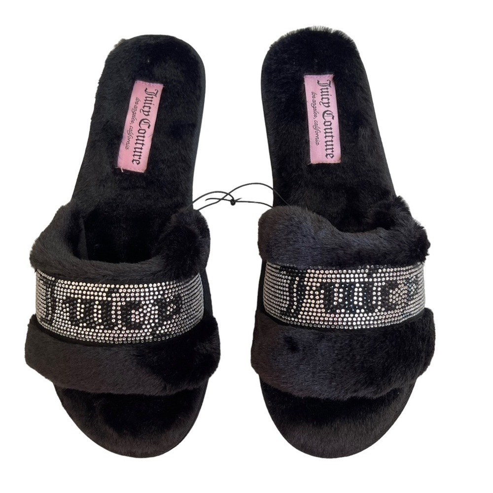 Juicy Couture Gravity2 Slippers Women’s Size XL (9-10) Black Silver NWT